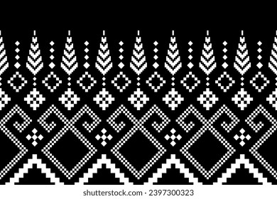 Nature vintages cross stitch traditional ethnic pattern paisley flower Ikat background abstract Aztec African Indonesian Indian seamless pattern for fabric print cloth dress carpet curtains and sarong