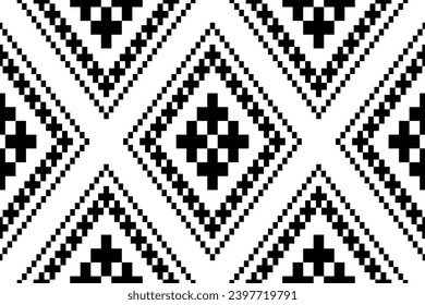 Nature vintages cross stitch traditional ethnic pattern paisley flower Ikat background abstract Aztec African Indonesian Indian seamless pattern for fabric print cloth dress carpet curtains and sarong