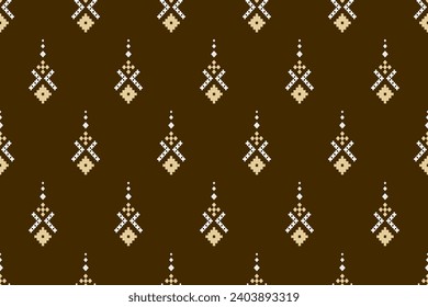 Nature vintages cross stitch traditional ethnic pattern paisley flower Ikat background abstract Aztec African Indonesian Indian seamless pattern for fabric print cloth dress carpet curtains and sarong