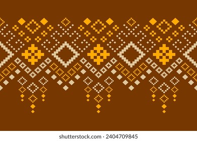 Nature vintages cross stitch traditional ethnic pattern paisley flower Ikat background abstract Aztec African Indonesian Indian seamless pattern for fabric print cloth dress carpet curtains and sarong