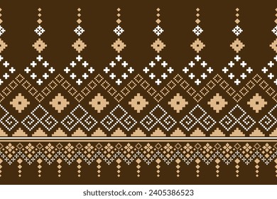 Nature vintages cross stitch traditional ethnic pattern paisley flower Ikat background abstract Aztec African Indonesian Indian seamless pattern for fabric print cloth dress carpet curtains and sarong