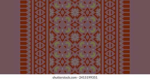 Nature vintages cross stitch traditional ethnic pattern paisley flower Ikat background abstract Aztec African Indonesian Indian seamless pattern for fabric print cloth dress carpet curtains and sarong