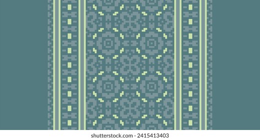 Nature vintages cross stitch traditional ethnic pattern paisley flower Ikat background abstract Aztec African Indonesian Indian seamless pattern for fabric print cloth dress carpet curtains and sarong