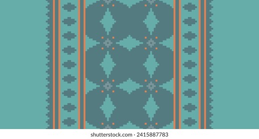 Nature vintages cross stitch traditional ethnic pattern paisley flower Ikat background abstract Aztec African Indonesian Indian seamless pattern for fabric print cloth dress carpet curtains and sarong