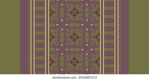 Nature vintages cross stitch traditional ethnic pattern paisley flower Ikat background abstract Aztec African Indonesian Indian seamless pattern for fabric print cloth dress carpet curtains and sarong