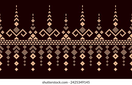 Nature vintages cross stitch traditional ethnic pattern paisley flower Ikat background abstract Aztec African Indonesian Indian seamless pattern for fabric print cloth dress carpet curtains and sarong