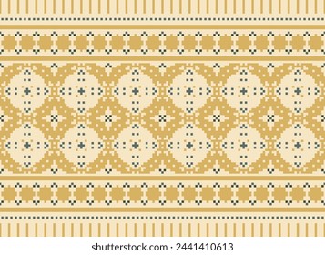Nature vintages cross stitch traditional ethnic pattern paisley flower Ikat background abstract Aztec African Indonesian Indian seamless pattern for fabric print cloth dress carpet curtains and sarong