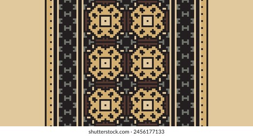 Nature Vintages Cross Stitch Traditional Ethnic Pattern Paisley Flower Ikat Background Abstract Aztec African Indonesian Indian Seamless Pattern for Fabric Print Cloth Dress Carpet Curtains and Sarong