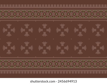 Nature Vintages Cross Stitch Traditional Ethnic Pattern Paisley Flower Ikat Background Abstract Aztec African Indonesian Indian Seamless Pattern for Fabric Print Cloth Dress Carpet Curtains and Sarong
