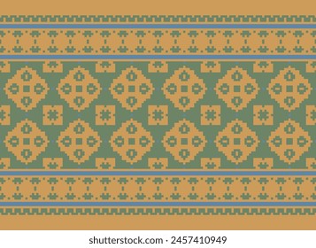Nature Vintages Cross Stitch Traditional Ethnic Pattern Paisley Flower Ikat Background Abstract Aztec African Indonesian Indian Seamless Pattern for Fabric Print Cloth Dress Carpet Curtains and Sarong
