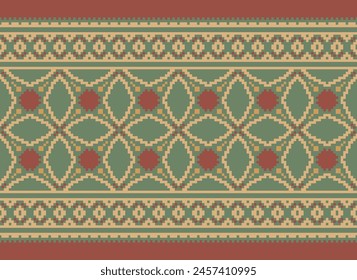 Nature Vintages Cross Stitch Traditional Ethnic Pattern Paisley Flower Ikat Background Abstract Aztec African Indonesian Indian Seamless Pattern for Fabric Print Cloth Dress Carpet Curtains and Sarong