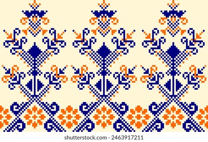 Nature vintages croix sur couture motif ethnique traditionnel cachemire fleur Ikat arrière-plan abstrait Aztec Africain Indonésien Indien harmonieux motif pour tissu imprimé tissu tapis rideaux et sarong