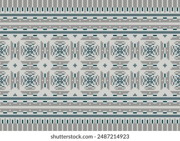 Nature vintages cross stitch traditional ethnic pattern paisley flower Ikat background abstract Aztec African Indonesian Indian seamless pattern for fabric print cloth dress carpet curtains and sarong