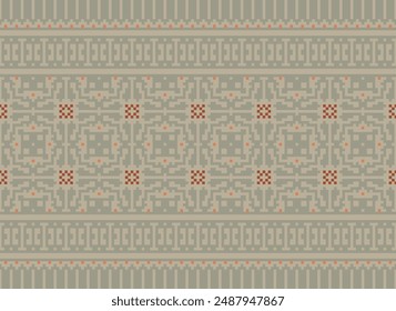 Nature vintages cross stitch traditional ethnic pattern paisley flower Ikat background abstract Aztec African Indonesian Indian seamless pattern for fabric print cloth dress carpet curtains and sarong