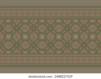 Nature vintages cross stitch traditional ethnic pattern paisley flower Ikat background abstract Aztec African Indonesian Indian seamless pattern for fabric print cloth dress carpet curtains and sarong