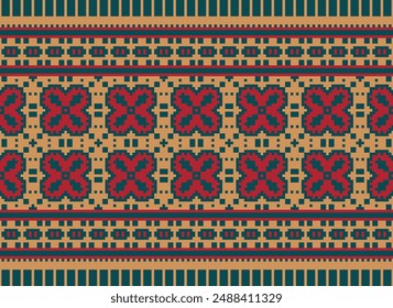 Natur Vintages Kreuzstich Traditionelles Ethno Muster Paisley Blume Ikat Hintergrund Abstrakt Aztekisch Afrikanisch Indonesisch Indisch Nahtloses Muster für Stoff Print Stoff Kleid Teppich Vorhänge und Sarong