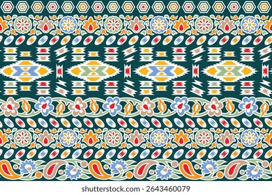 Vintages natureza ponto cruz padrão étnico tradicional paisley flor Ikat fundo abstrato Azteca Africano indonésio padrão sem costura indonésio para tecido impressão pano vestido tapete cortinas e sarong