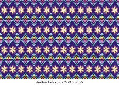 Naturaleza vintages pixel art pattern, hilo floral, patrón sin costuras étnico geométrico, Vector, perfecto para impresión de tela, tela, vestido, alfombra, cortinas, manta, alfombra, alfombra, estilo de las mujeres, flowerbackground