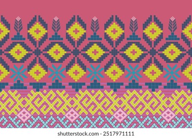 Nature vintages  pixel art pattern, fabric  , Aztec tribal ornament print, Geometric ethnic seamless,vector , perfect for fabric print ,cloth ,dress ,carpet, curtains, blanket, rug, women carpet.