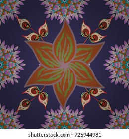 Nature. -violet, brown and beige flowers. Nice pattern in the small flower. Vector pattern. Floral background. Floral collage. Flower composition.