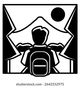 Nature Walk icon represented by outdoor walking Black Filled style.