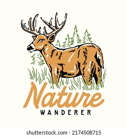 Nature wanderer a vintage deer illustration