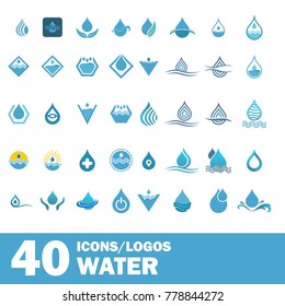 Nature water creative logo company vector illustration icons set
