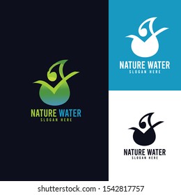 Nature Water Design Logo Vector Template Element.