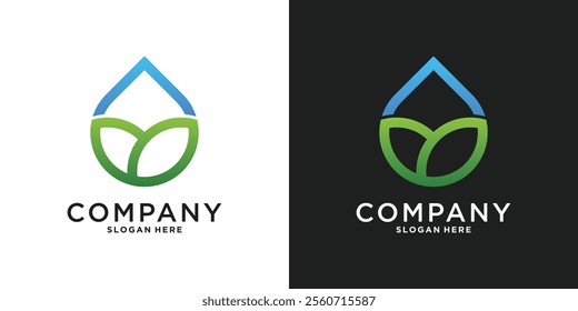 Nature water drop logo design template