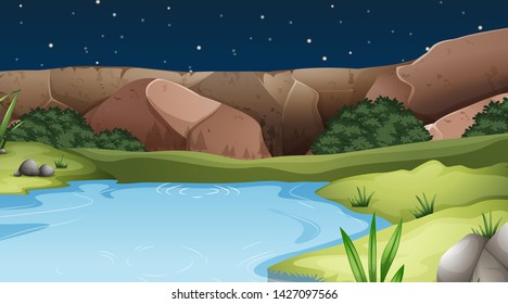 A nature water landscape illustration