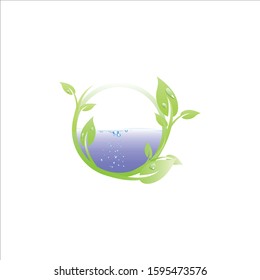 Nature Water and leaf Logo Template Design Vector, Emblem, Design Concept, Creative Symbol, Icon