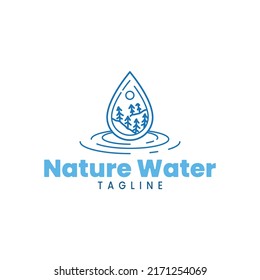 logotipo de agua natural, diseño con el tema de los manantiales. El agua es la fuente de la vida, donde todas las criaturas lo necesitan