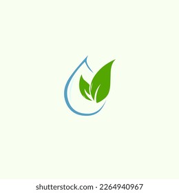 Nature water logo vector on soft green background 