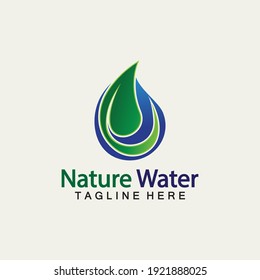 Nature water logo.Agriculture farm with sun,leaf and  fresh water drop logo concept template-Vector  illustration