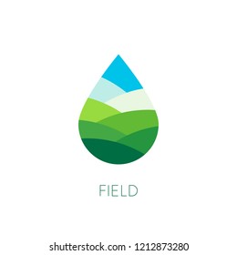 Nature water sign. Organic food and drink label. Farm stamp. Field logo template. Drop vector icon. Agriculture. Eco pieces of nature emblem. Healthy lifestyle. Fresh drink product. Vectors
