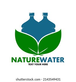 Nature water vector logo template. This design use gallon and leaf symbol. Suitable for drink, nature and health.