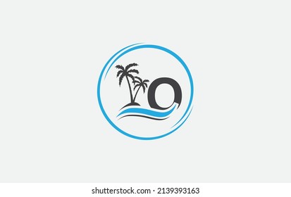 Nature water wave and beach tree vector art logo design with the letter and alphabet