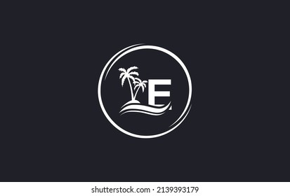 Naturwasserwelle und Strandbaum, Vektorgrafik-Logo-Design mit Buchstaben und Alphabet