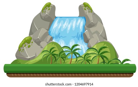 Ein Naturwasserfall auf weißem Hintergrund, Vektorgrafik