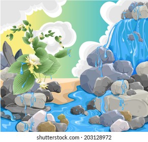 nature waterfall stones (vector) 