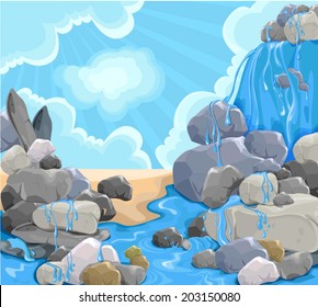 nature waterfall stones (vector) 