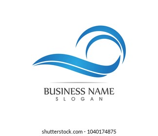 Nature wave beach logo design template
