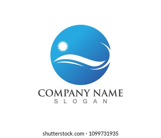 Nature wave logo design template