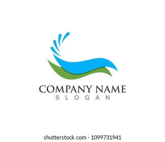 Nature wave logo design template