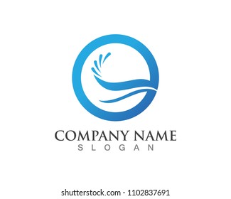 Nature wave logo design template