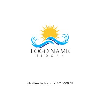 Nature wave logo design template