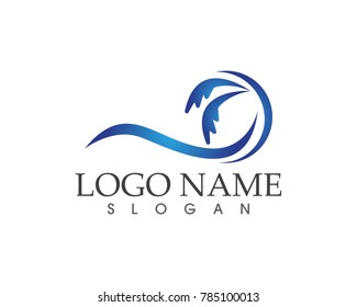 Nature wave logo design template