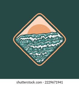 nature wave outdoor badge illustration design