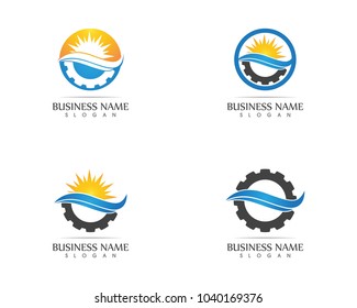 Nature wave setting logo design template