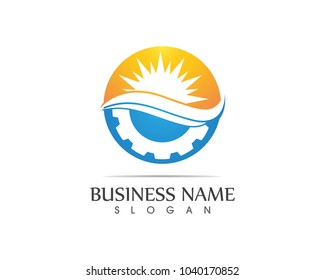 Nature wave setting logo design template